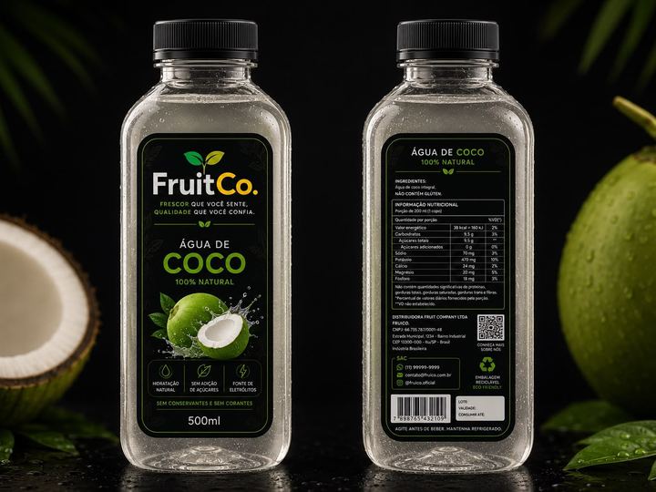 Garrafa de água de coco FruitCo 500ml